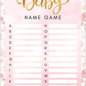 Baby Name Race Game: A to Z Baby Shower Activity (Printable PDF)
