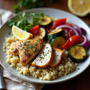 Garlic Herb Chicken Recipe with Roasted Vegetables & Quinoa | Gluten-Free Meal | Instant Download PDF