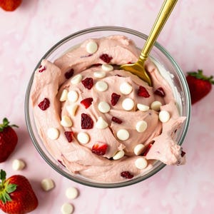 Erdbeer essbarer Keksteig Rezept PDF | No-Bake-Dessert mit gefriergetrockneten Erdbeeren | Eiloser, unbedenklicher Teig | Sofort Download