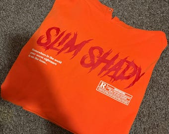 Slim Shady Hoodie • Eminem Rated R Halloween Capsule 2022 • Limited Edition Orange Graphic Hoodie • Size Large • Shady Records Merch