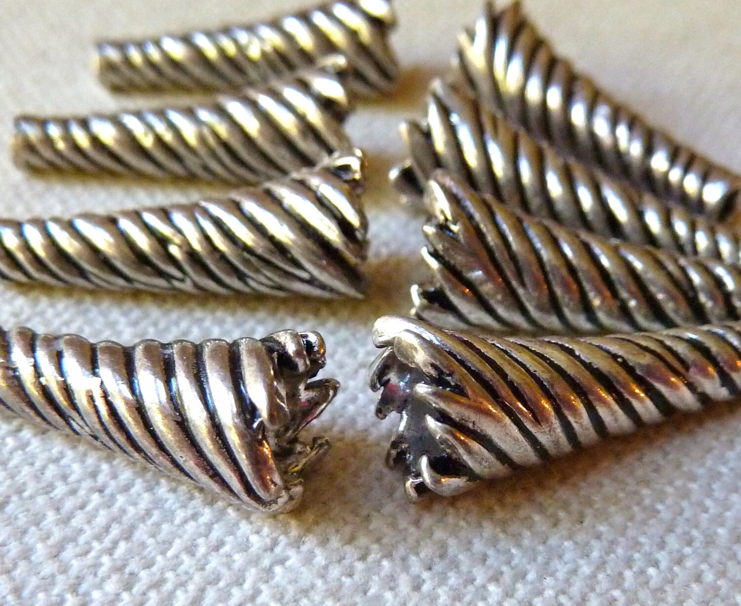 Sterling Silver Bead Cones Tassel Cones Textured Trumpet Etsy