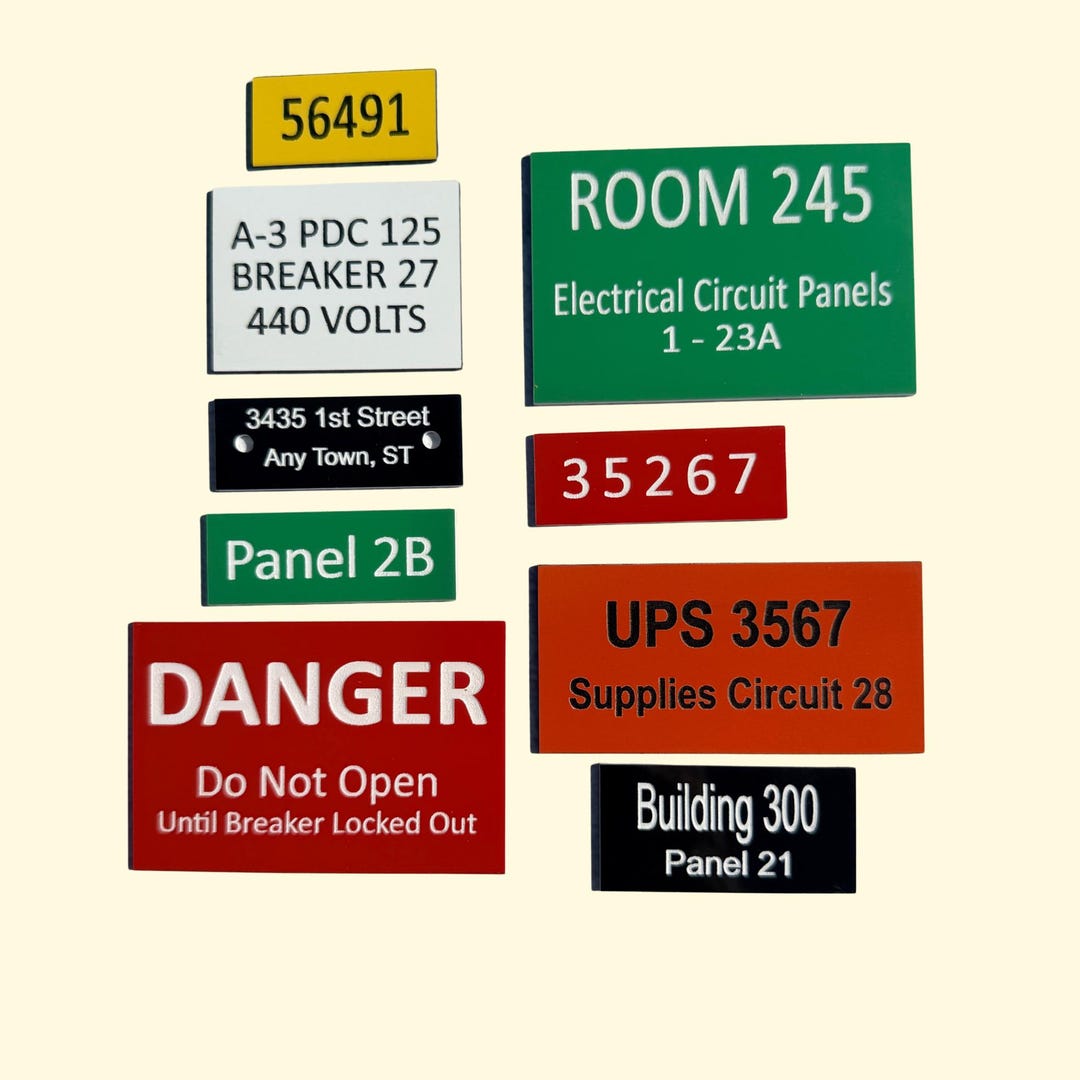 Electrical Panel Label Acrylic Breaker Tags HVAC ID Plumbing Pipe ...