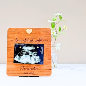 sonogram picture frame pregnancy announcement custom baby picture holder baby shower gift grandparent family wood display stand baby sign