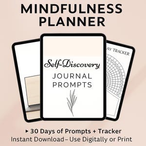 Agenda giornaliera Mindful Start con diario di auto-scoperta, suggerimenti, affermazioni e tracker di 30 giorni per la salute mentale e abitudini positive