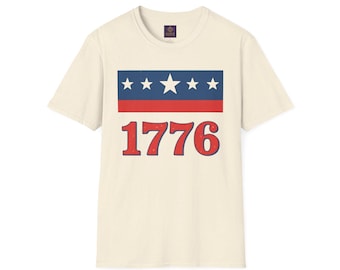 Patriottisch uniseks T-shirt, T-shirt met thema 1776, shirt Independence Day Celebration, vintage stijl grafische top, comfortabel dagelijks gebruik