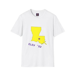 Baton Rouge Elev &#39;52 T-Shirt, Unisex Softstyle Tee for Louisiana Lovers, Gift for Her/Him, Casual Wear, Travel Souvenir, Vintage Map Style