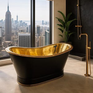 Handgefertigte Klauenfuß-Badewanne aus Goldmessing, freistehende Luxus-Badewanne mit Patina-Finish, Spa-Badewanne in Sondergrößen, rustikale Klauenfußwanne