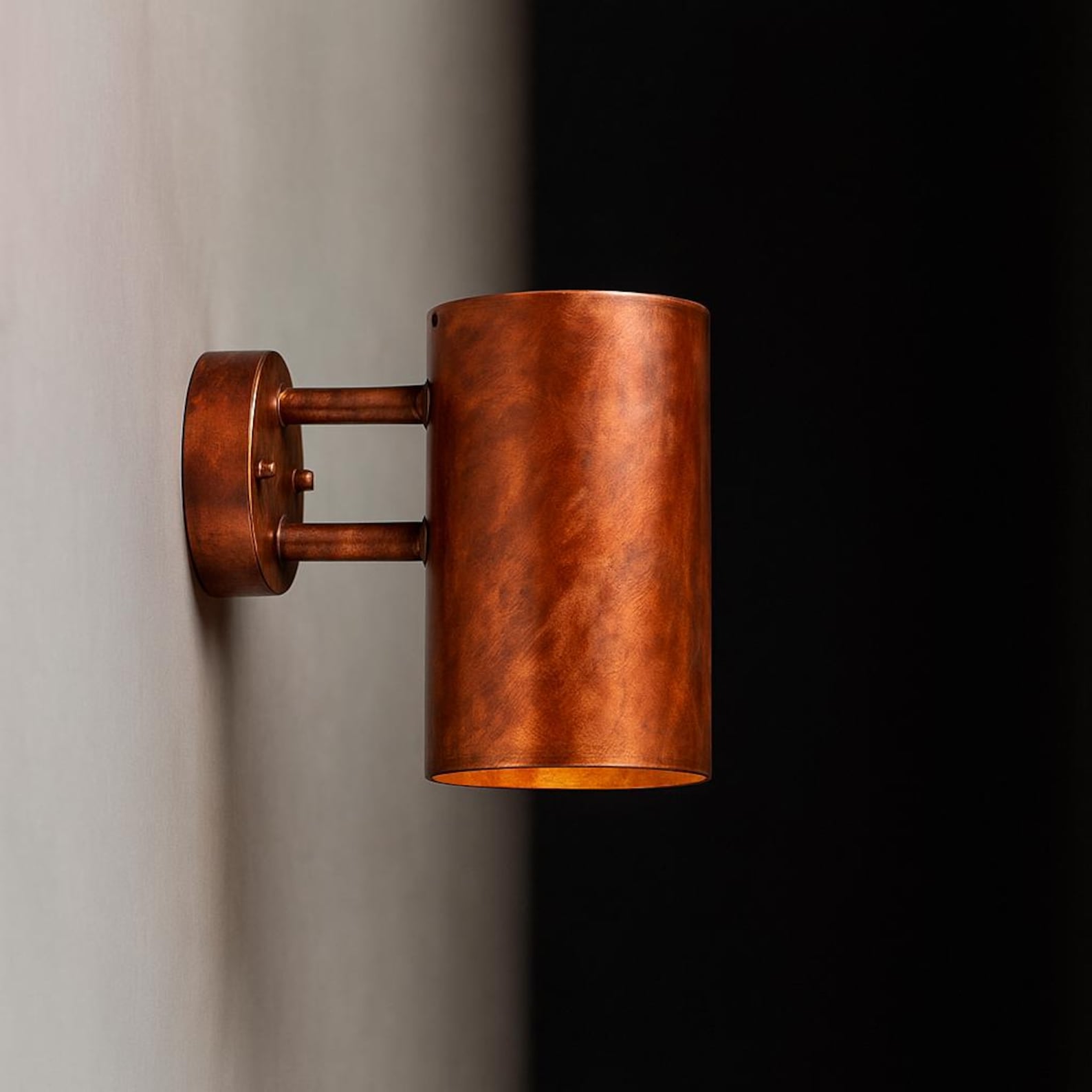 Handcrafted Copper Cylinder Wall Sconce – Solid Copper Architectural Fixture — view 2