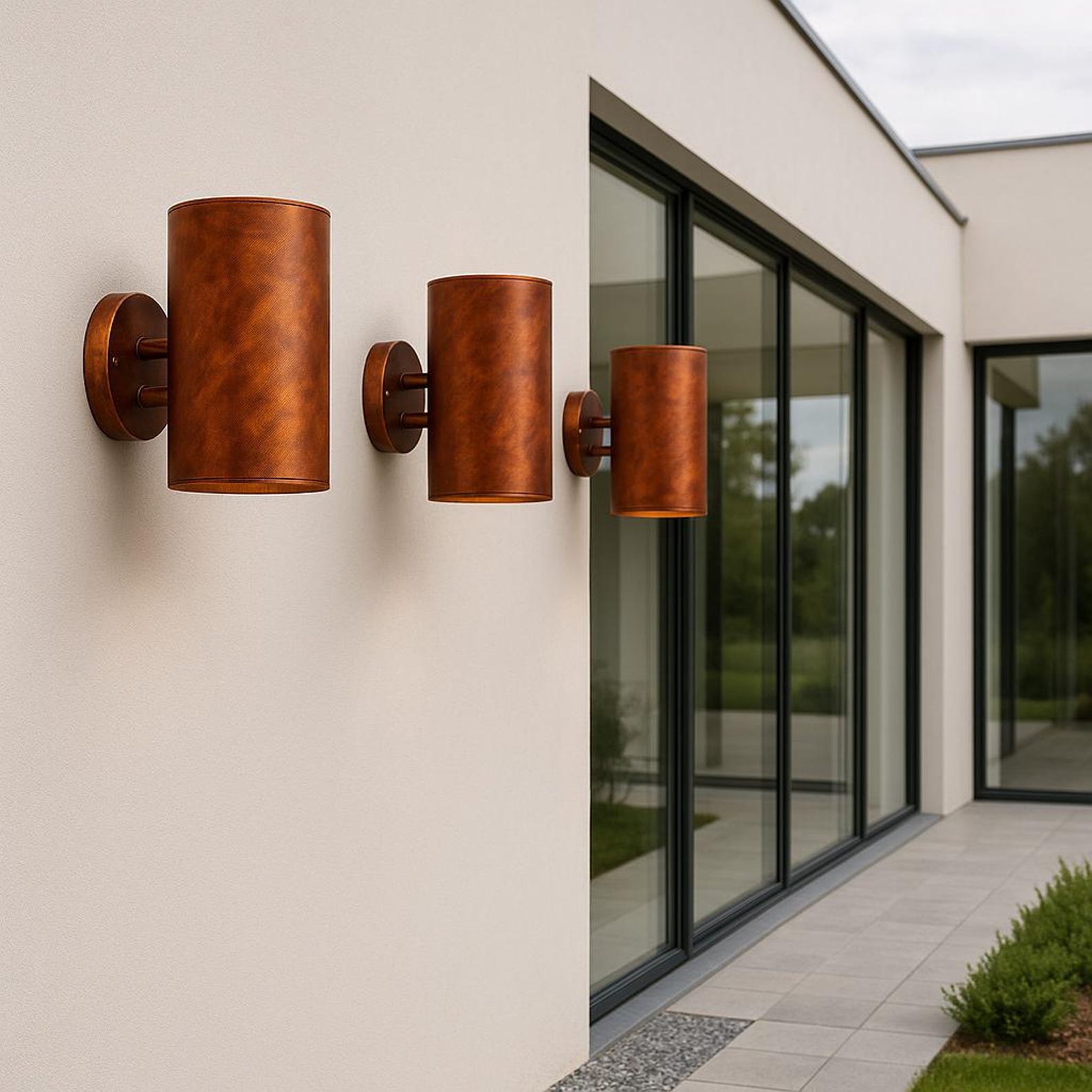 Handcrafted Copper Cylinder Wall Sconce – Solid Copper Architectural Fixture — view 4