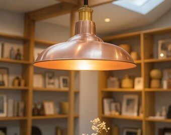 Handmade Copper Pendant Light, Rustic Farmhouse Ceiling Lamp, Industrial Modern Kitchen Island Lighting Fixture, Vintage Style Copper Shade