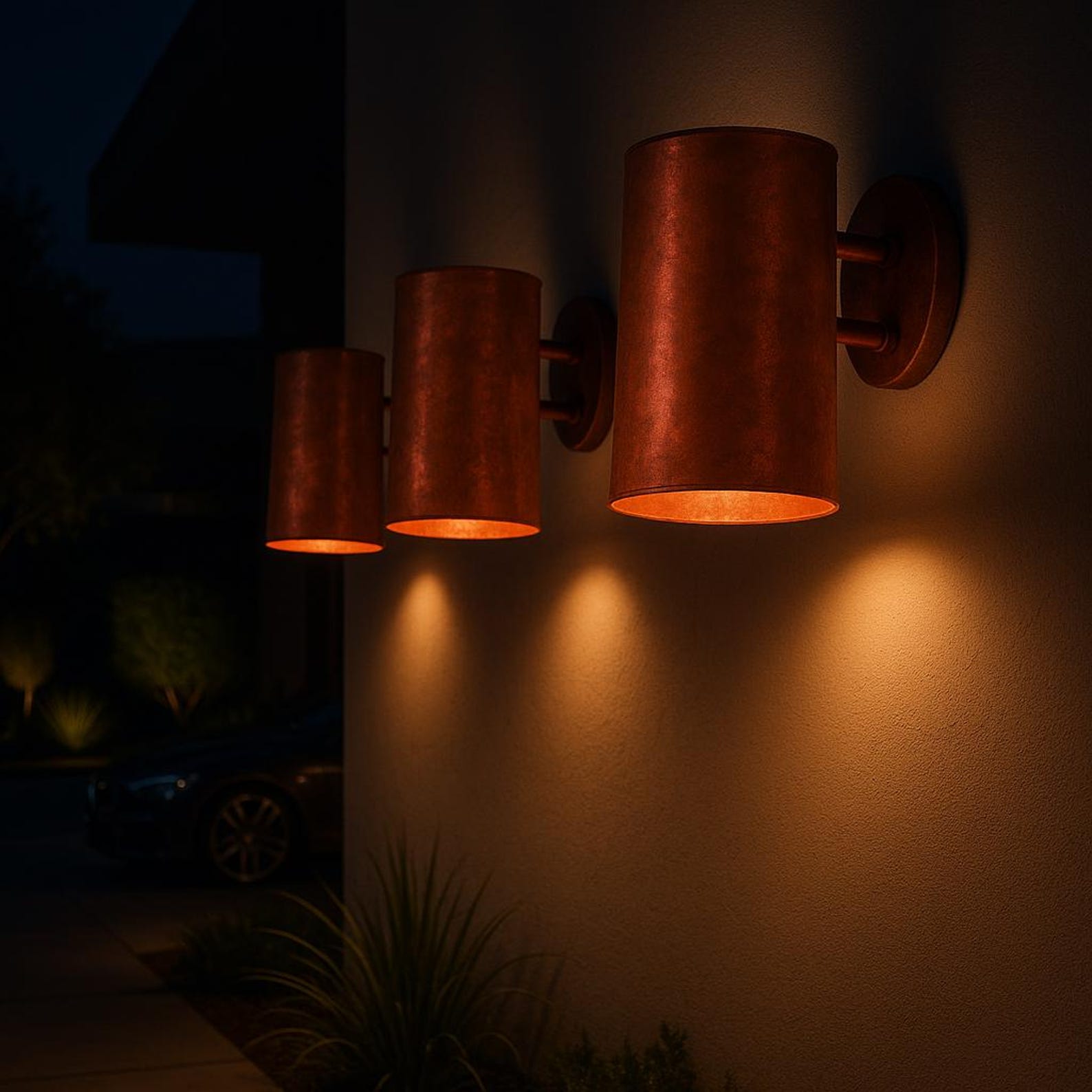 Handcrafted Copper Cylinder Wall Sconce – Solid Copper Architectural Fixture — view 7