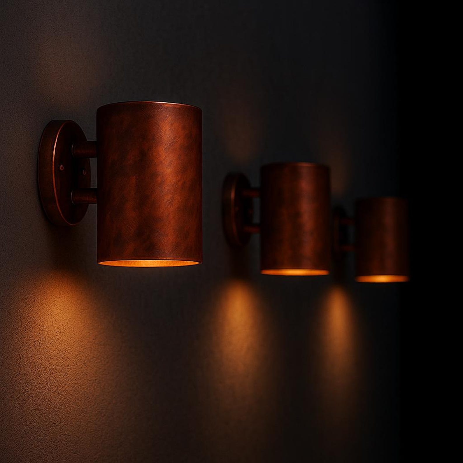 Handcrafted Copper Cylinder Wall Sconce – Solid Copper Architectural Fixture — view 6