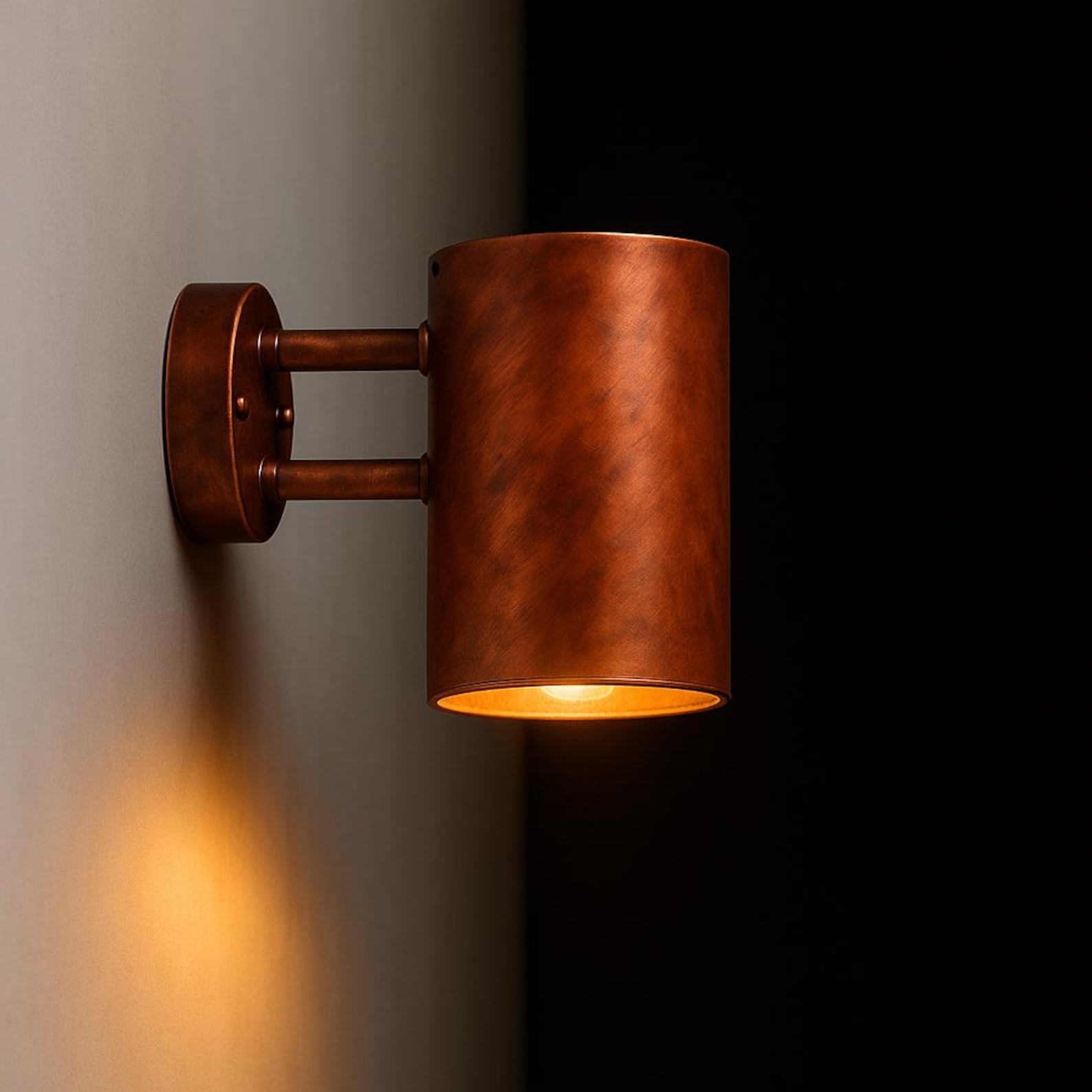 Handcrafted Copper Cylinder Wall Sconce – Solid Copper Architectural Fixture — view 8