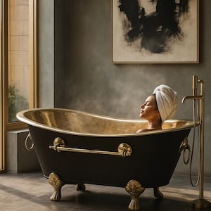 Handgefertigte Klauenfuß-Badewanne aus Goldmessing, freistehende Luxus-Badewanne mit Patina-Finish, Spa-Badewanne in Sondergrößen, rustikale Klauenfußwanne