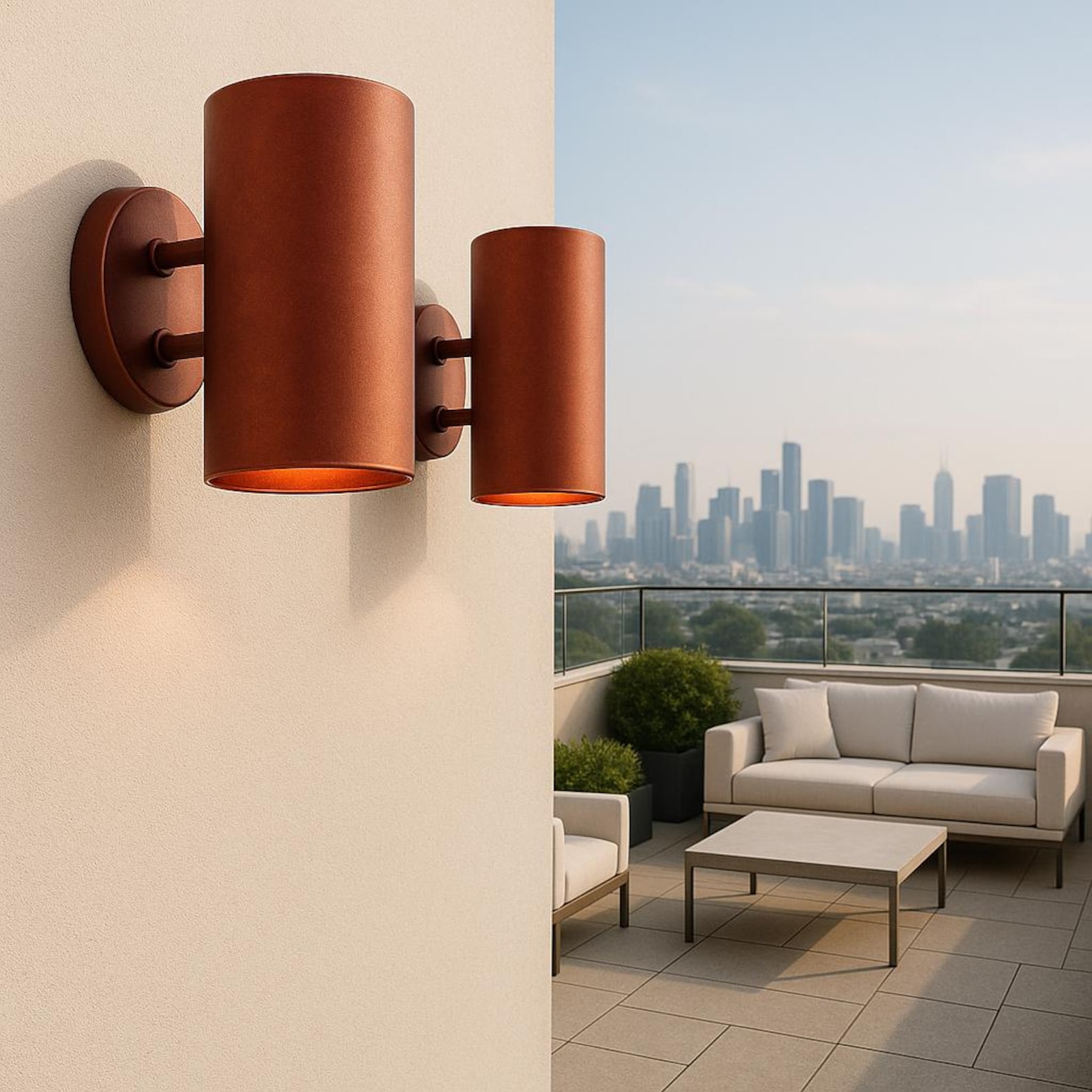 Handcrafted Copper Cylinder Wall Sconce – Solid Copper Architectural Fixture — view 5