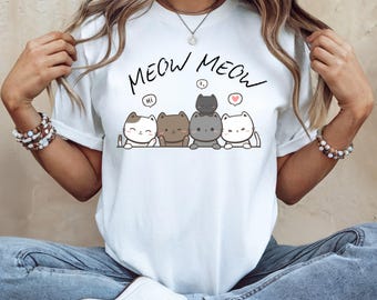 Lustiges Katzenliebhaber-T-Shirt, ästhetisches Haustiergeschenk für Frauen, niedliches Katzenliebhaber-Unisex-Softstyle-Genz-Grafikhemd für Katzeneltern