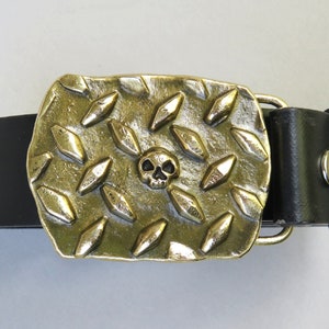 Diamond Plate Skull Forged Belt Buckle image 4