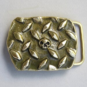 Diamond Plate Skull Forged Belt Buckle image 2