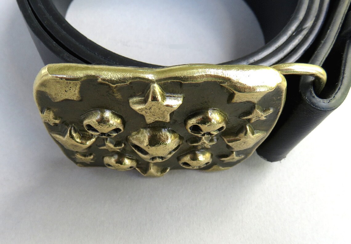 SKULLS & STARS Bronze Belt Buckle Etsy
