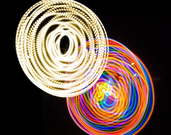 Double LED Hoop Set of 2 - HALO + RAINBOW Morph Custom Hoops - Handmade in Colorado - Durable, Rechargeable, & Collapsible
