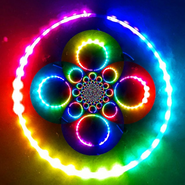 RAINBOW BLAST Custom LED Hula Hoop - Handgefertigt in Colorado - Langlebig, wiederaufladbar und zusammenklappbar
