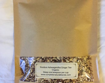 Organic Rooibos Ashwagandha Ginger Tea 4 oz.  all natural bulk herbal tea blend