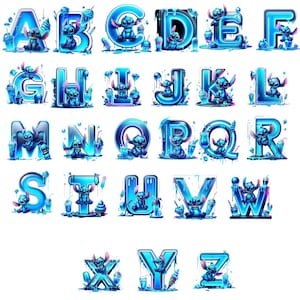PNG-set met steekalfabet, letters in borduurstijl (digitale download)