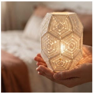 Crochet Lampshade Cover Pattern PDF - Boho Macrame Pendant Light & Farmhouse Hanging Lamp