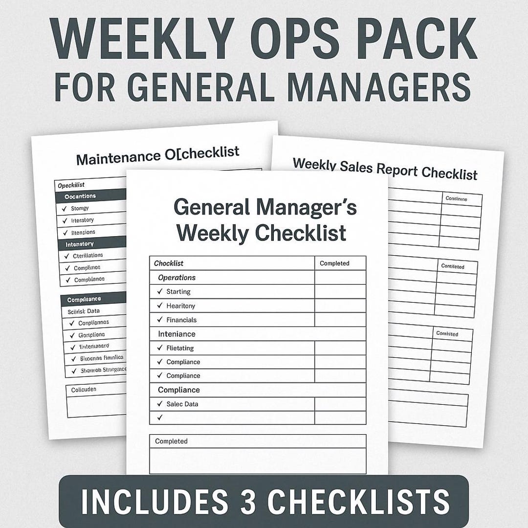 Weekly Operations GM Weekly Ops Toolkit | Rota Log, Labour Tracker, Cash/stock/waste ...