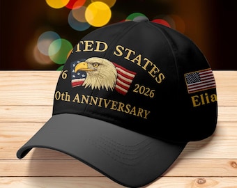 Chapeau brodé 250e anniversaire personnalisé, casquette brodée rétro hommage aux États-Unis, casquette de baseball drapeau américain, cadeau d'ancien combattant, chapeau de fête de l'indépendance