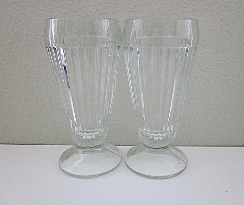 Vintage Pair Ice Cream Float Glasses 1950s Footed Soda Etsy