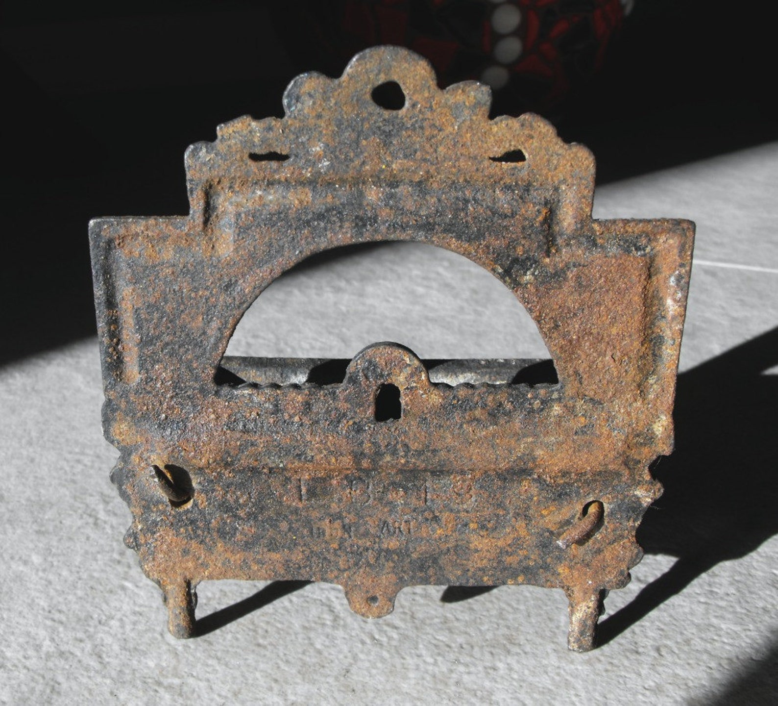 Vintage Cast Iron Wooden Match Holder LB19 By Iron Art Etsy