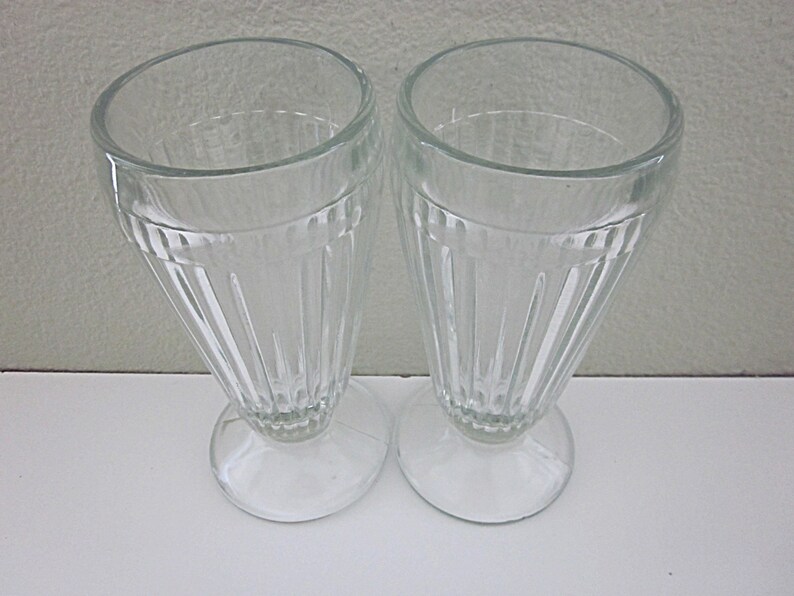 Vintage Pair Ice Cream Float Glasses 1950s Footed Soda Etsy