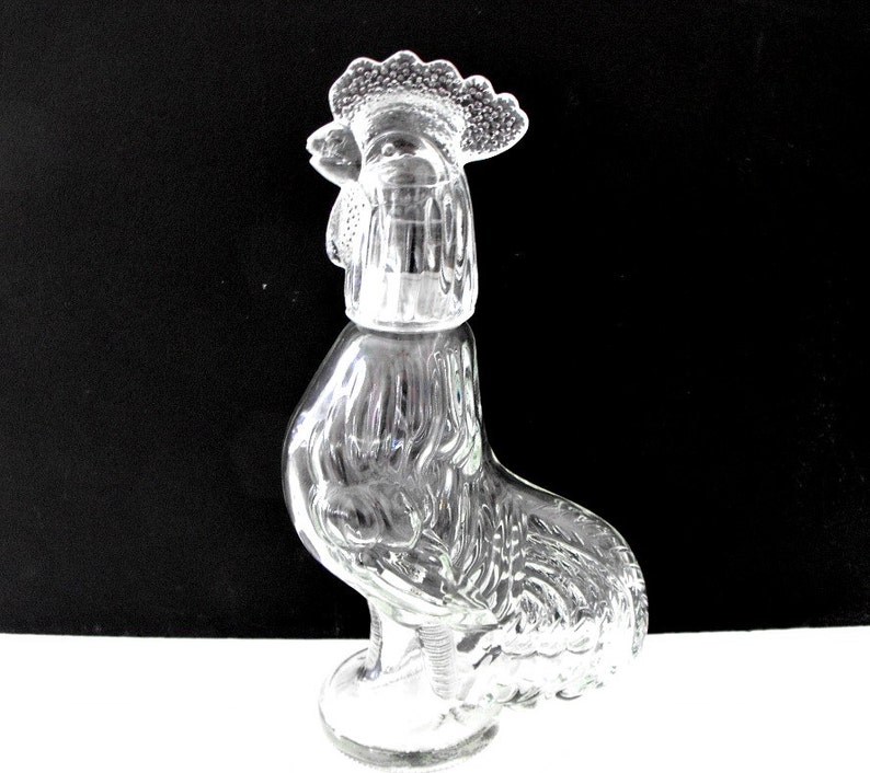 Vintage Clear Glass Rooster Decanter Bottle Chicken Bottle Etsy