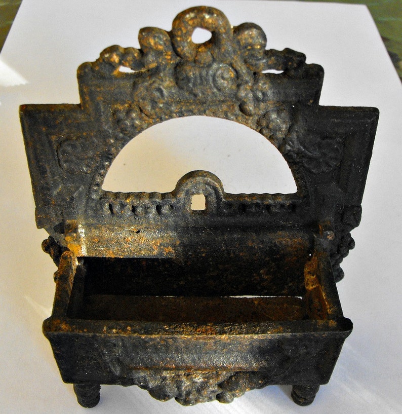 Vintage Cast Iron Wooden Match Holder LB19 By Iron Art Etsy