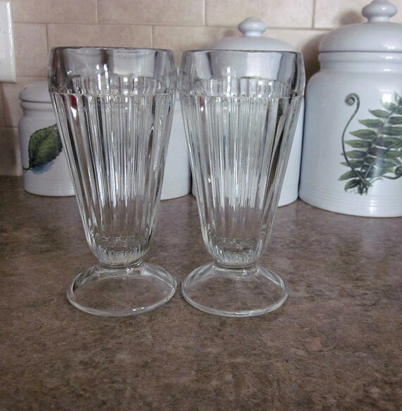 Vintage Pair Ice Cream Float Glasses 1950s Footed Soda Etsy