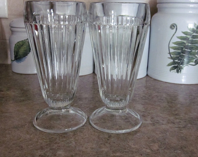Vintage Pair Ice Cream Float Glasses 1950s Footed Soda Etsy