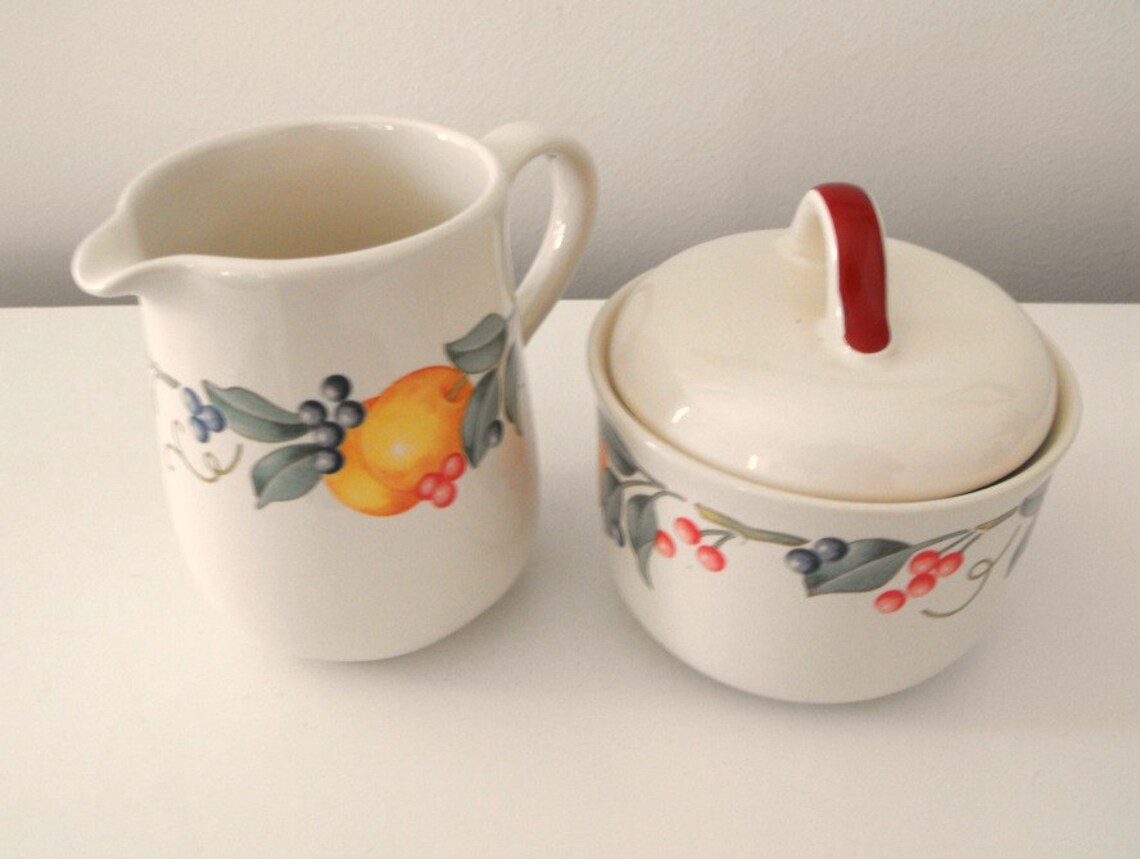 Vintage Covered Sugar & Creamer Set by Corelle Stoneware Etsy