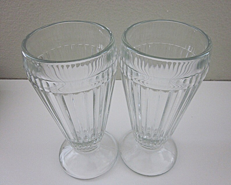 Vintage Pair Ice Cream Float Glasses 1950s Footed Soda Etsy