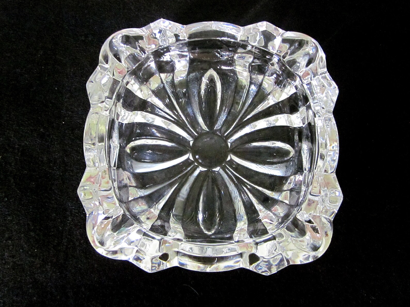 Square Crystal Ashtray Mid Century Ashtray Gift For Smoker Etsy