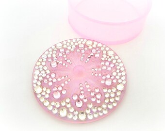 Pink sakura jewerly box, rhinestone trinket box, crystal deco box, cherry blossoms gift for her
