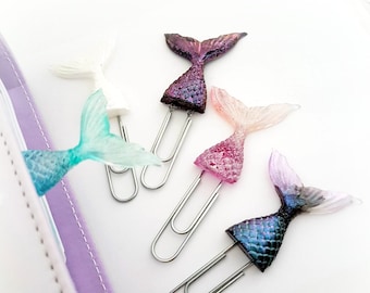 Mermaid tail planner clip, pastel goth bookmark, cute mermaid planner accessory