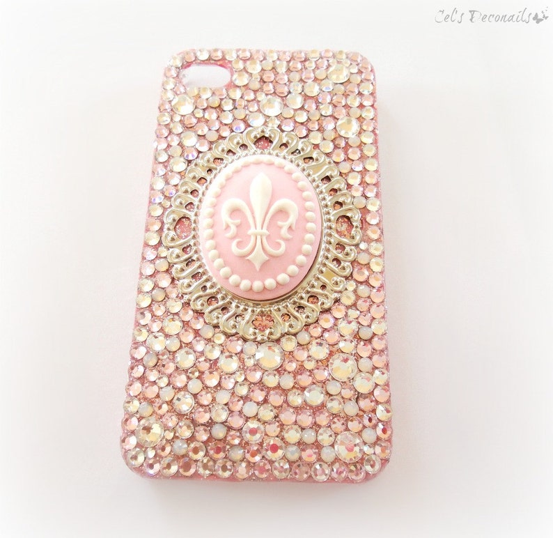 Pink Princess Rhinestone Pink Princess Rhinestone Phone Case, Fleur De Lis Cameo Decoden Case - Etsy