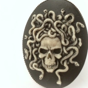 Medusa skull cameo ring, unisex gothic ring image 1