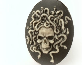Medusa skull cameo ring, unisex gothic ring
