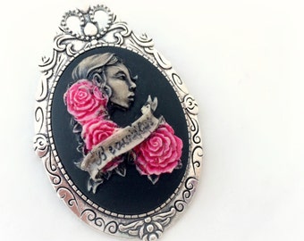 Romantic lady cameo brooch pendant, gift for her