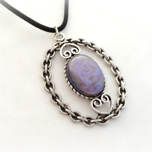 Tanzanite opal pendant, purple opal crystal necklace, gothic pendant image 2