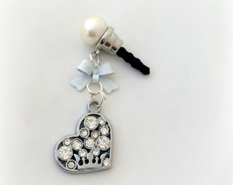 Princess crown heart phone charm, white Princess planner charm, crowned heart romantic accessory