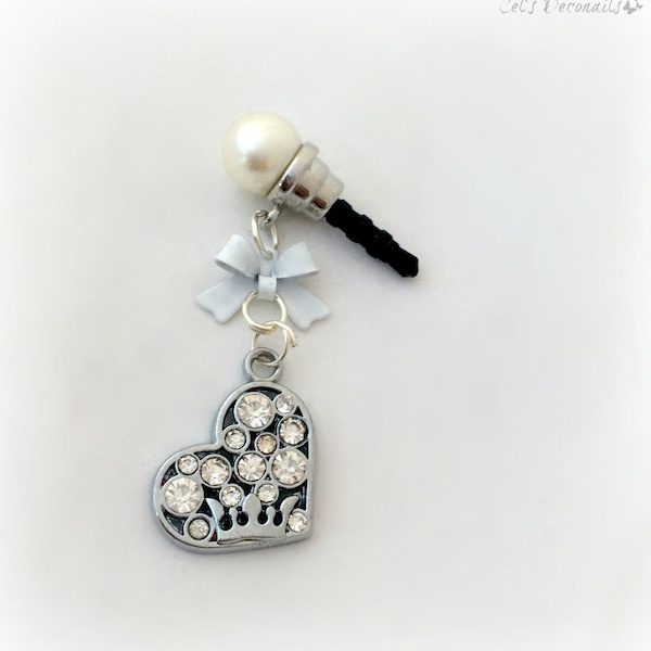 Princess crown heart phone charm, white Princess planner charm, crowned heart romantic accessory