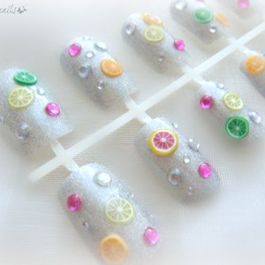 Fruity holographic Japanese style nails